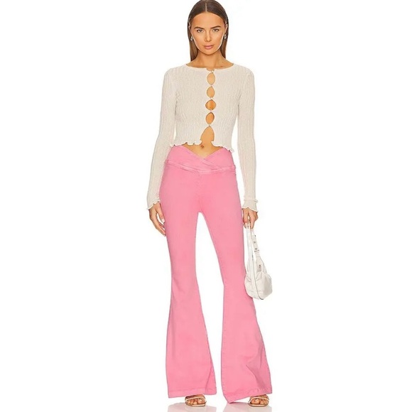 New Free People Venice Beach Flare Pink Jeans Sz 26 - Picture 1 of 11